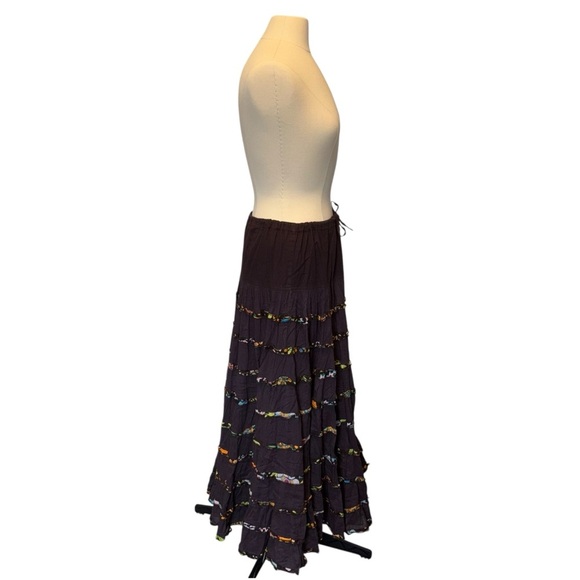 Kaktus Black and Multicolor Tiered Maxi Skirt - Picture 8 of 11